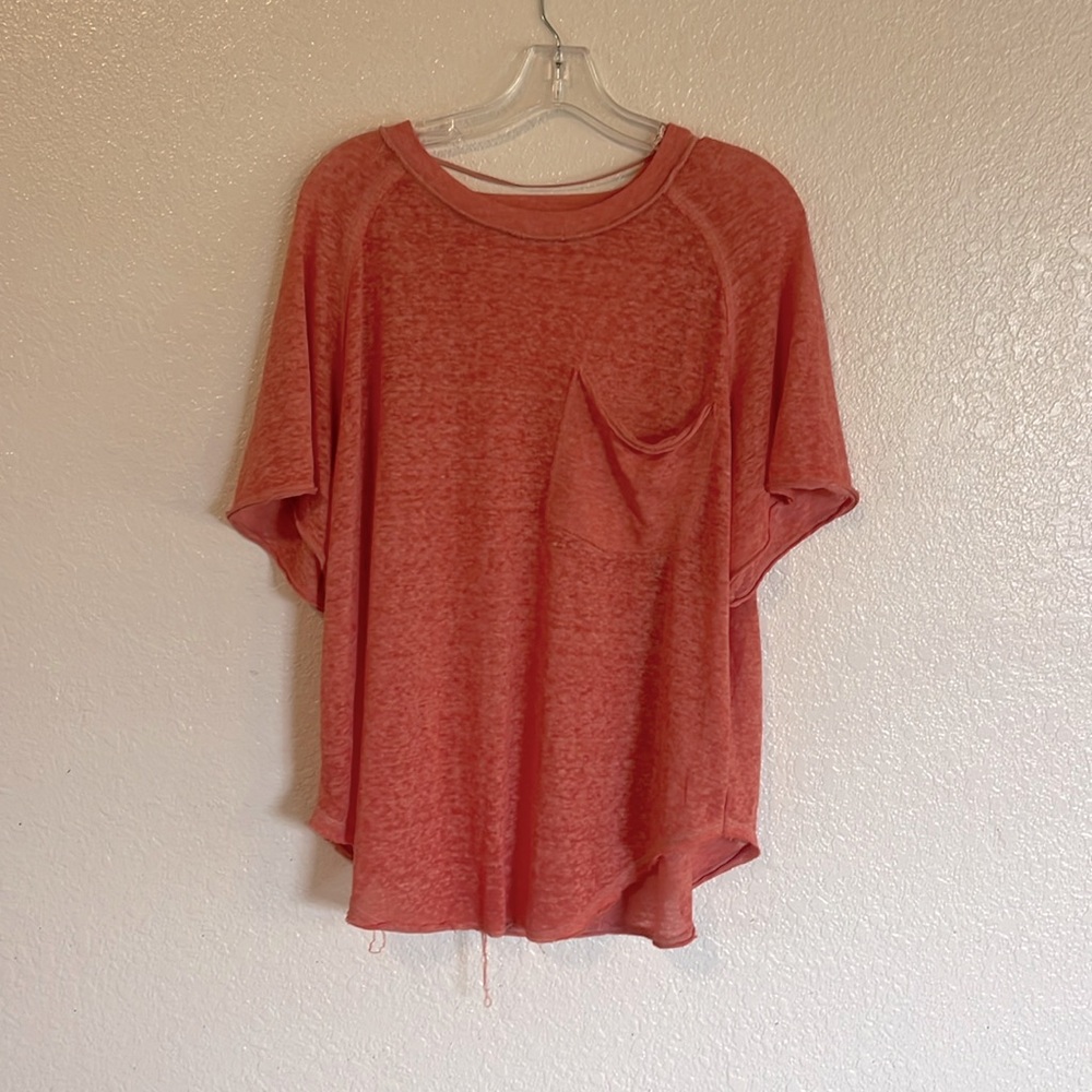 FP We The Free Distressed Oversized Pocket T-Shirt Size Small